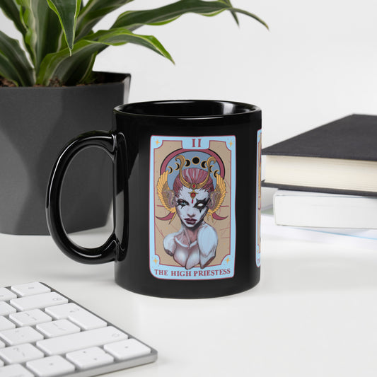 The High Priestess Black Glossy Mug